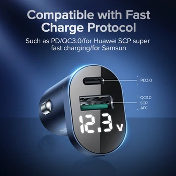 Joyroom 42.5 W Car Charger Mini USB, Fast Charger With QC 3.0 PD3.0 Quick Charge Type C PD Charger За iPhone 12 Huawei Redmi