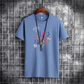 Нов стил персонални печат памук тениска лято свободен размер S-5XL мъжка тениска O-образно деколте дишаща топ тениска за мъже